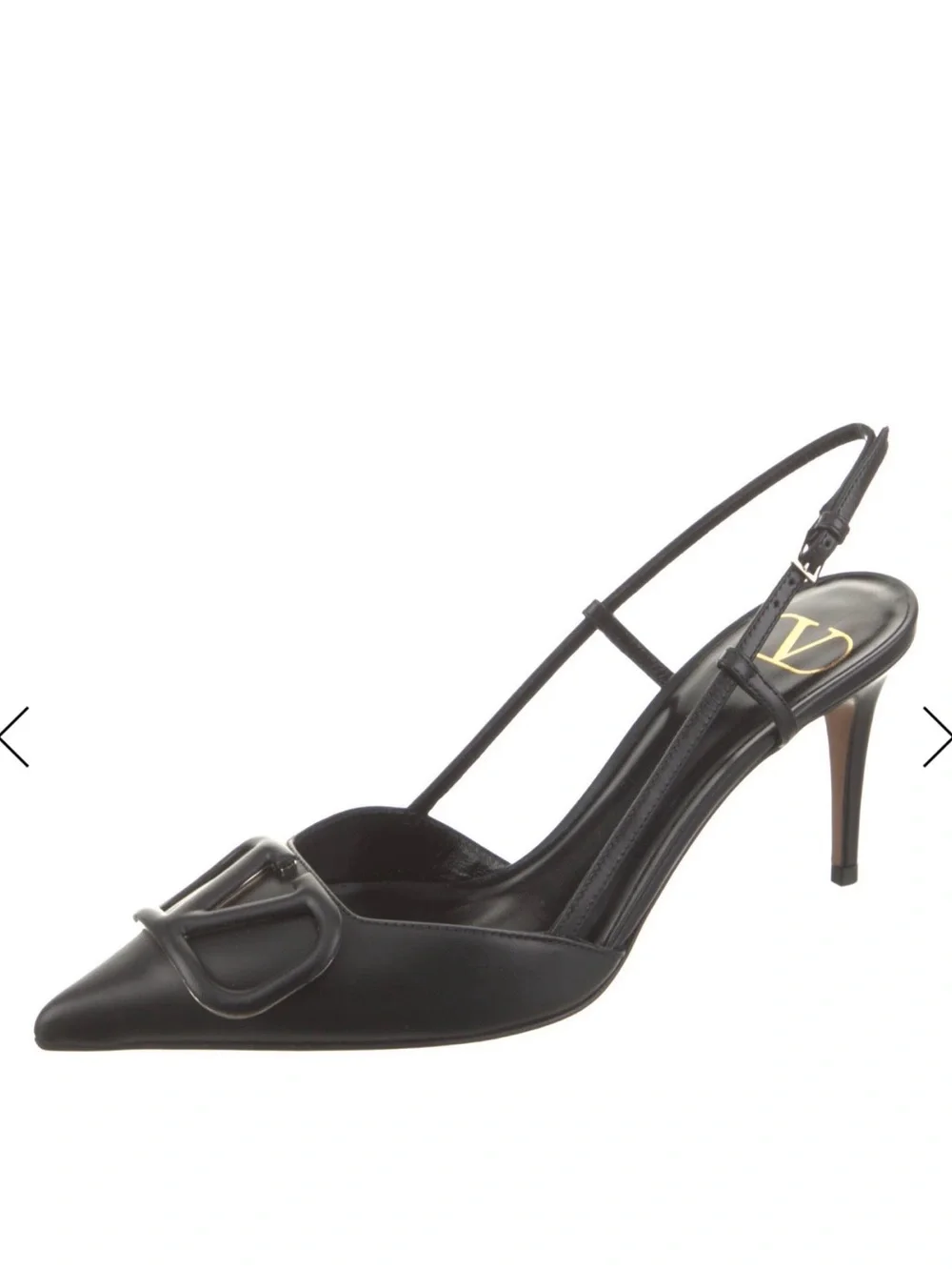Valentino Garavani Black Leather Slingback Pumps with Logo,With box and dust bag
